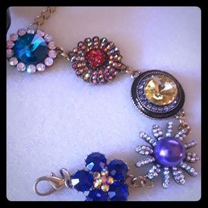 Antique gold floral connector bracelet